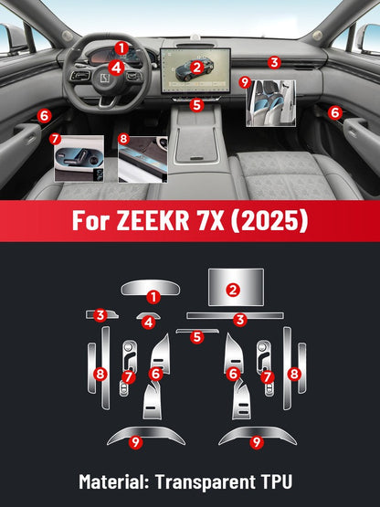Tela de controle central automática TPU Navegação Película de proteção interior anti-riscos GPS Navegação Para ZEEKR 7X EV 2025