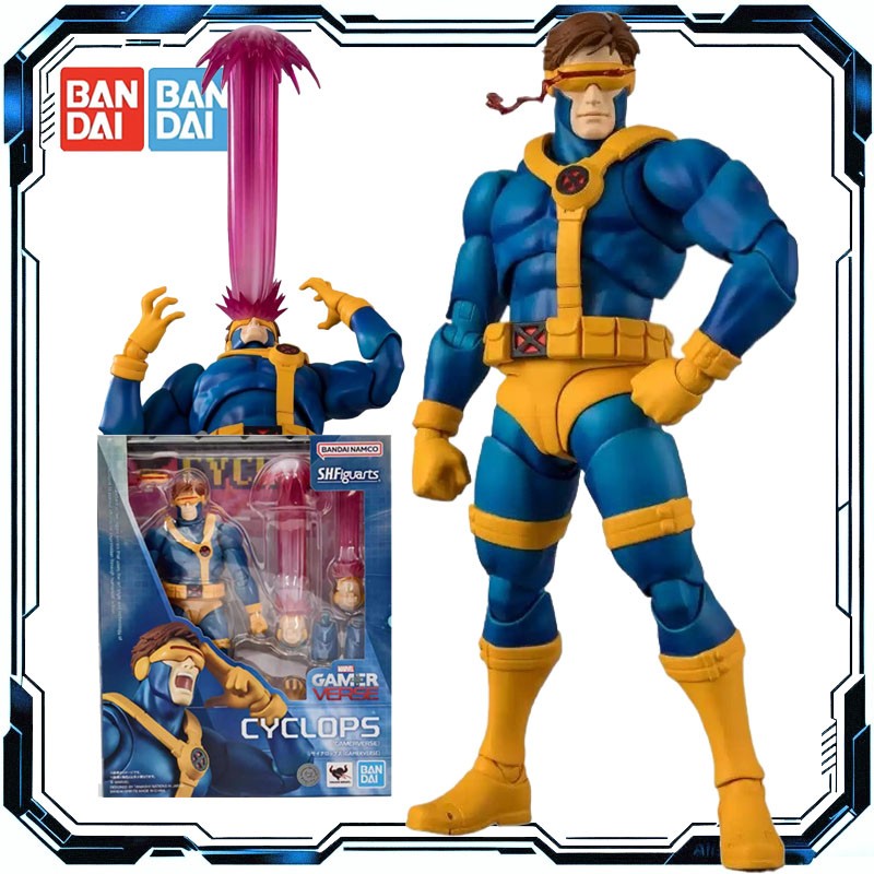 Bandai SHF Cyclops Laser Eye Boneco de Ação X-Men Marvel Vs Capcom Brinquedo Colecionável com Peças Intercambiáveis Efeitos de Explosão Óptica