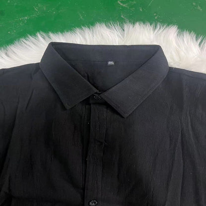 Men's Solid Color Cotton Linen Blend Breathable Sweat Absorbing Easy to Maintain Long Sleeved Shirt Business Casual Slim Fit