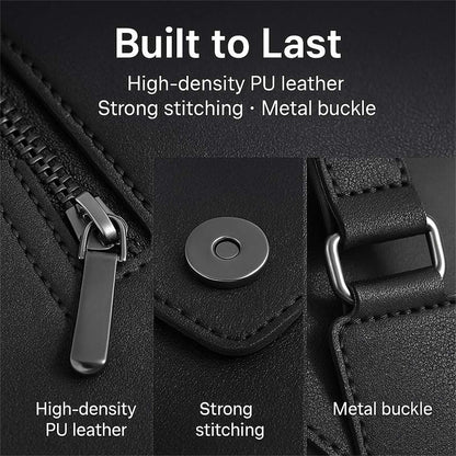 Retro Double Shoulder Strap Multi-pocket Outdoor Anti-theft Tactical Bag Men Crossbody Bags PU Waterproof Phone Bag Chest Bag