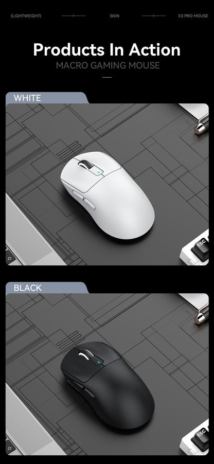 Mouse gamer sem fio 3-mode macro Attack Shark X3orX3Pro PixArt 1K/4K leve, 26K DPI PAW3395, adequado para laptop/Win/Mac