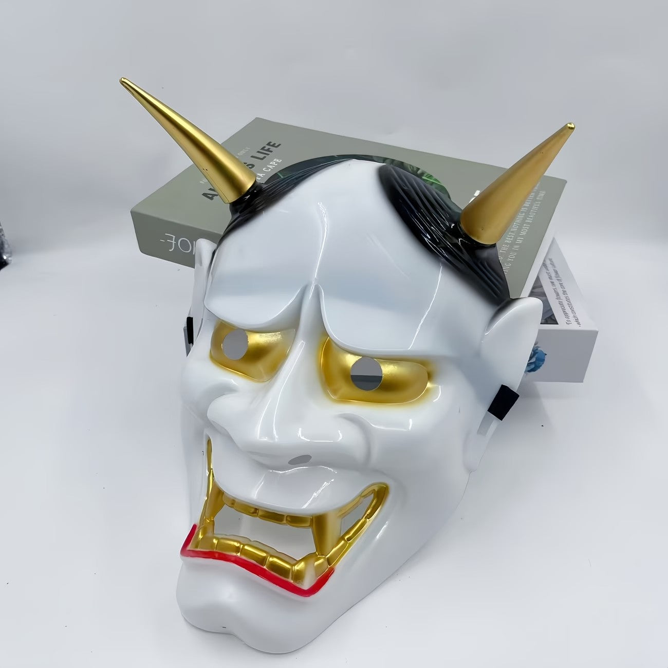 Japanese Hannya Demon Mask, Full Face Oni Mask for Halloween Cosplay and Themed Party Costume Accessory