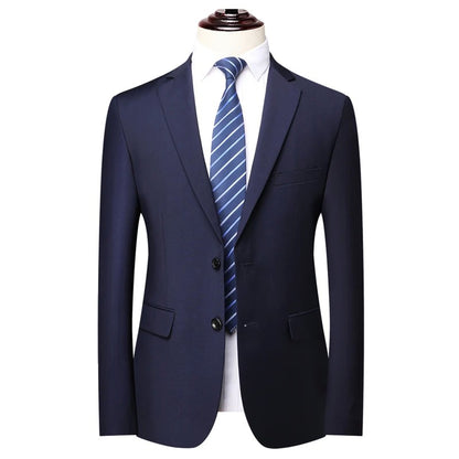 Blazer New Men's Fashion Business Solid Color British Style Professional Work Groom Wedding Dress Best Man Blazer Jacket