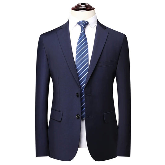 Blazer New Men's Fashion Business Solid Color British Style Professional Work Groom Wedding Dress Best Man Blazer Jacket
