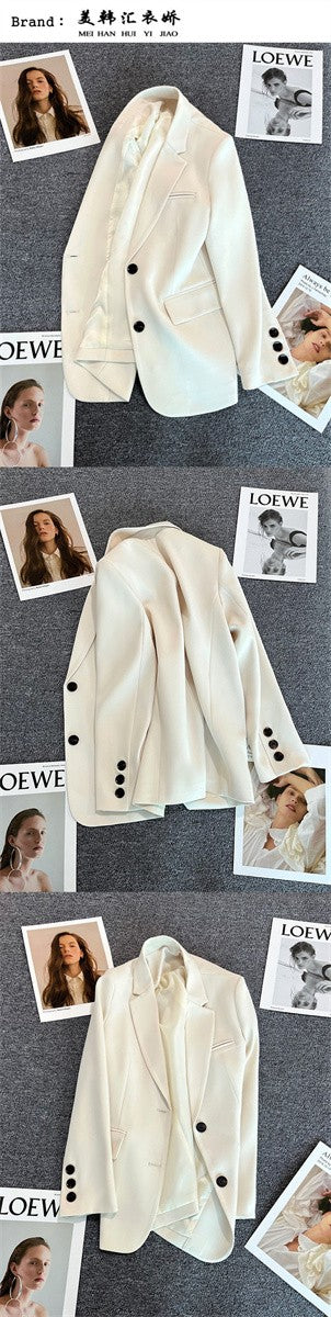 Women Jacket New in Korean Fashion Small Suit Top Brown Suit Coat Clothes Loose Straight Temperament Slim Blazer for Women Chic