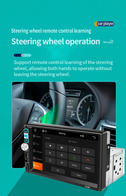 Universal 1 Din Car Radio HD 7" Touch Screen Stereo Bluetooth USB FM ISO Power Aux Input Mirror Link Auto Multimedia Player MP5