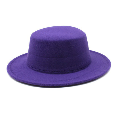 Autumn Winter Kids Felted Fedoras Hats for Boys Girls Solid Imitation Woolen Flat top Jazz Caps Childs Formal Dress Hats