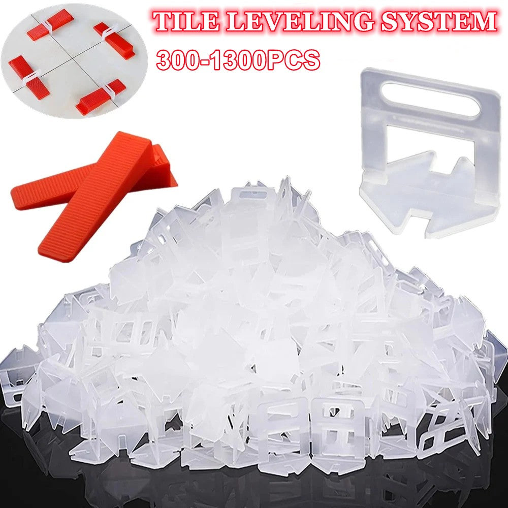 Peças do Sistema de Nivelamento de Azulejos de 1-3mm, 300-1300 Peças de Niveladores de Azulejos com Clipes, Peças de Ferramentas de Construção para Nivelamento e Assentamento de Azulejos DIY