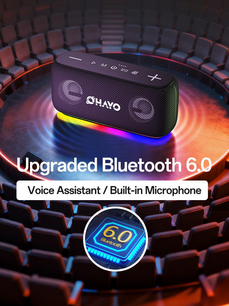 OHYAO Bluetooth 6.0 Speaker 60W Wireless Subwoofer Powerful Sound Deep Bass with RGB Lights for Outdoor Party Hiking Music Fun