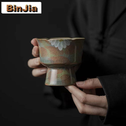 Bandeja de Frutas Crisântemo com Esmalte Craquelado Pintada à Mão Pratos Tigela Alta Chinesa Pratos Boutique para Servir Alimentos Ornamentos 120ml