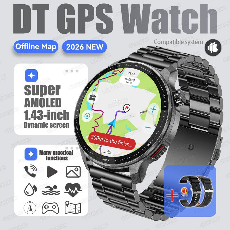 New Outdoors Military T-Rex3 Offline Map GPS SmartWatch 10ATM Waterproof Watch 4GB Memory Compass Voice Call Sports Bracelet Men