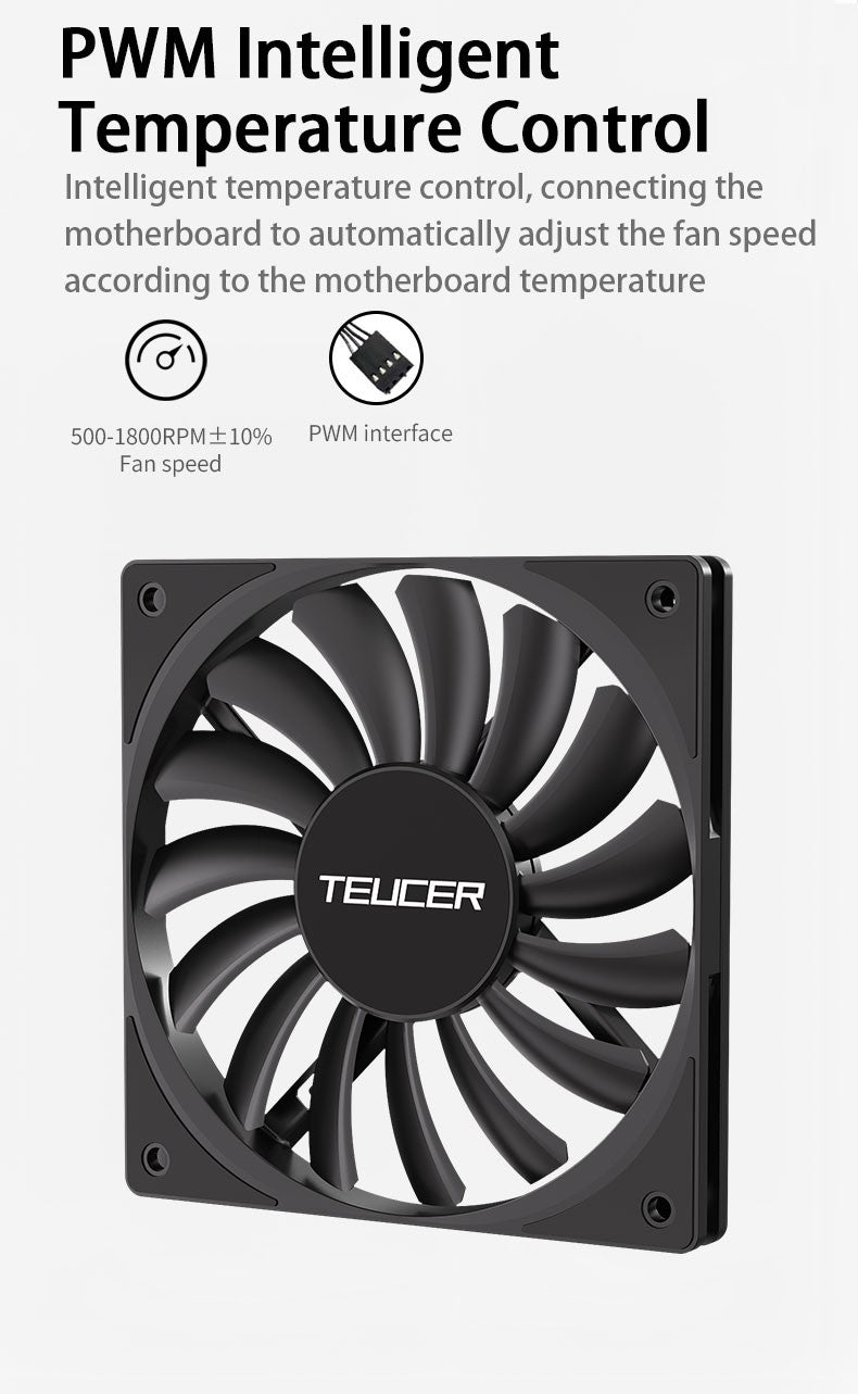 TEUCER TE-12012 Ultra-thin Cooling Fan 120x120x12mm Ultra-thin Size Low Noise 4PIN PWM For Desktop Computer CPU Cooler