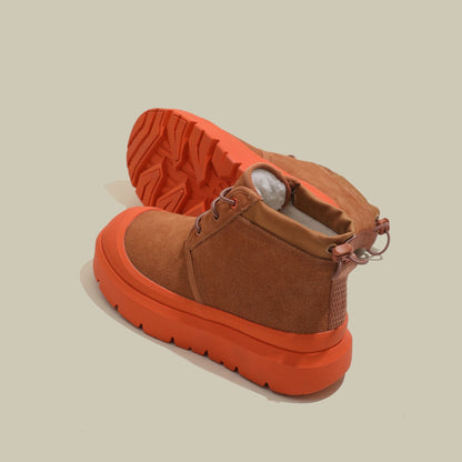 Fujin 4cm New Synthetic Suede Genuine Leather Spring Autumn Ankle Booties Chunky Sneakers High Brand Big Size Plush Women Shoes