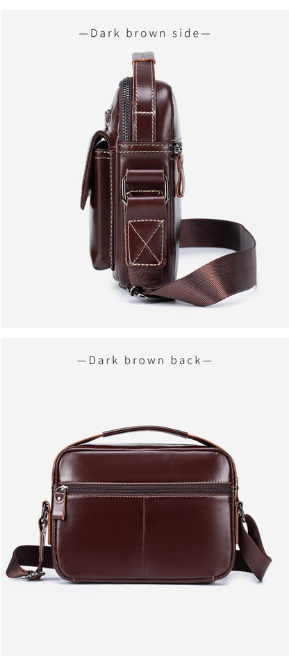 STEEL LION top layer cowhide men's single shoulder diagonal cross bag casual sports horizontal mobile phone bag genuine leather