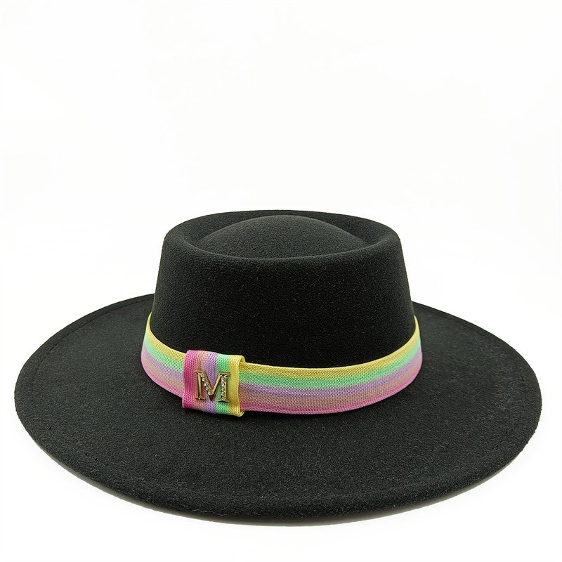 Chapéu Fedora unissex de inverno, superfície circular côncava e convexa, chapéu de jazz de feltro liso, elegante para homens e mulheres.
