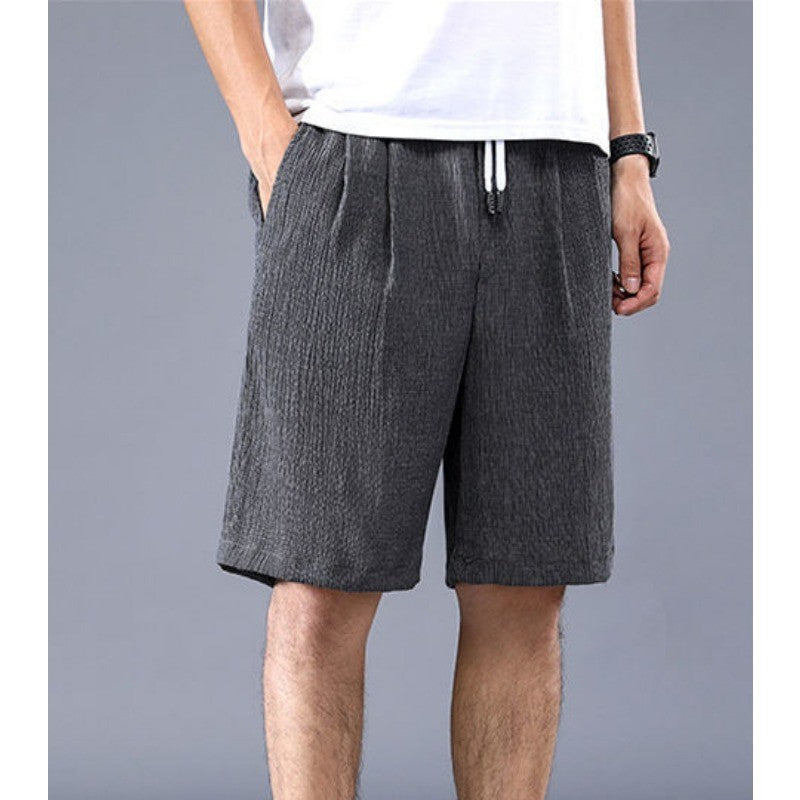 Sleeping Pants Ice Silk Shorts Men Casual Shorts Loose 5-Minute Pants Solid Youth Home Shorts Elastic Waist Large Pajama Pants