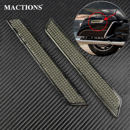 Motorcycle 2PCS Hard Saddlebag Smoke Guard Latch Covers Reflector For Harley Touring Road King Road Street Glide FLT 2014-2018
