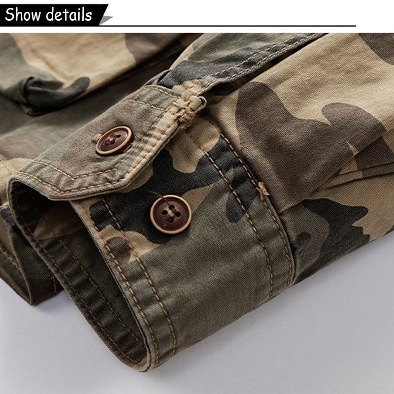 New Men Spring Long Sleeve Camouflage Cargo Casual Lapel Blouses Men High-Quality Design Outdoors Brand Clothing Shirt Male Coat