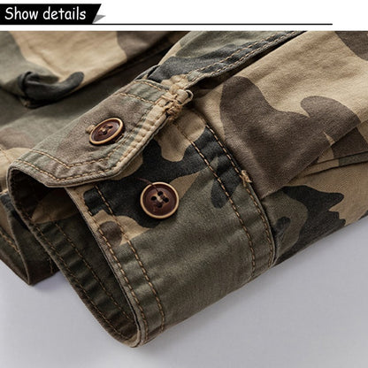 New Men Spring Long Sleeve Camouflage Cargo Casual Lapel Blouses Men High-Quality Design Outdoors Brand Clothing Shirt Male Coat