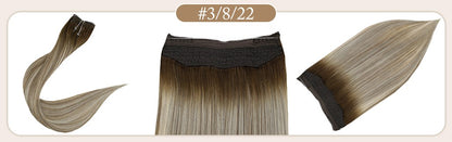 Full Shine Fishing Wire Hair Extensions Cabelo Humano Real Hair Extensions Apliques Para Mulheres Fio Secreto Grosso