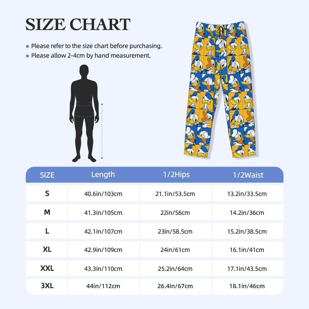 Custom Print Mickey Mouse Donald Duck Pajama Pants Men Sleep Sleepwear Bottoms with Pockets