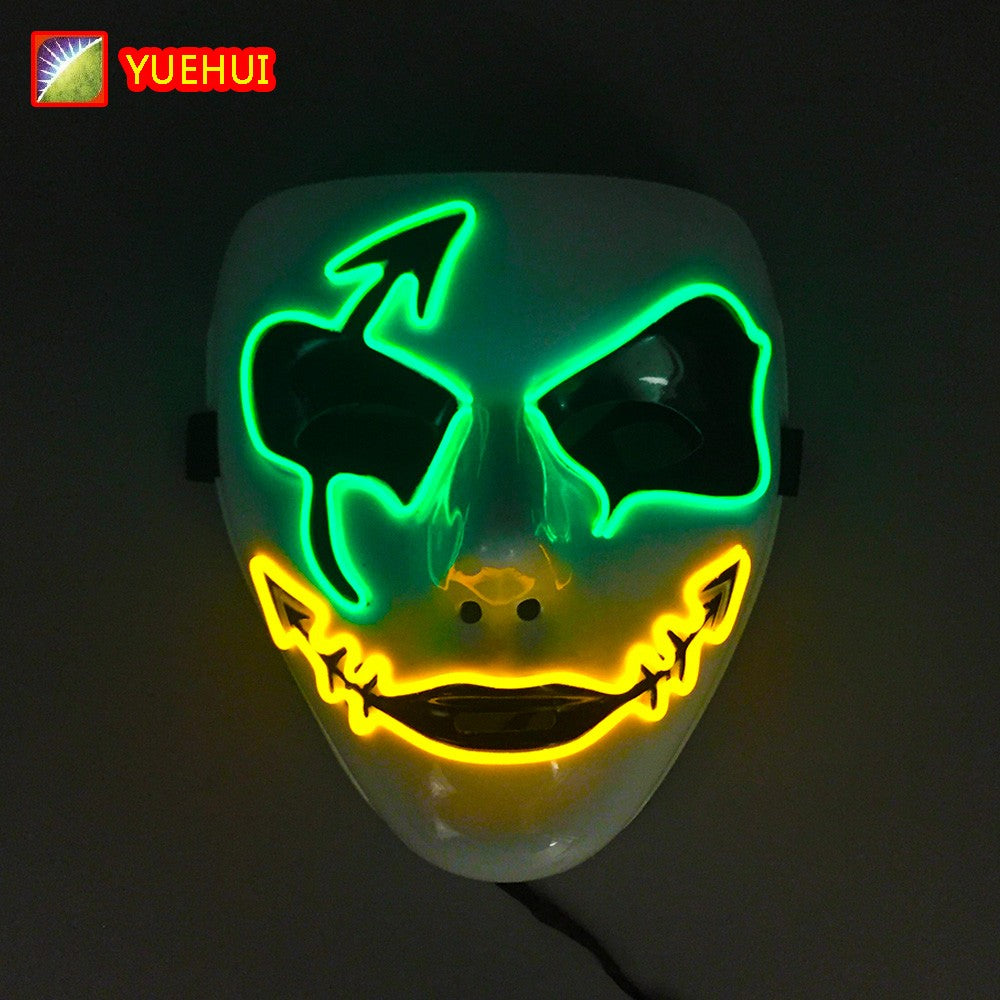 Shuffle Dance Mask Luminous Purge Mask Devil Glowing Masquerade Cosplay Mask for Halloween Horror Haunted House Props