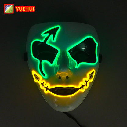Shuffle Dance Mask Luminous Purge Mask Devil Glowing Masquerade Cosplay Mask for Halloween Horror Haunted House Props