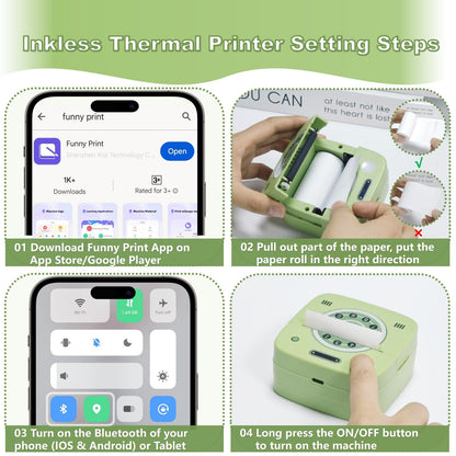 Impressora de bolso fotográfica M1 com 2 rolos para iOS Android Bluetooth Mini impressoras térmicas de adesivos para escritório, cozinha e escola