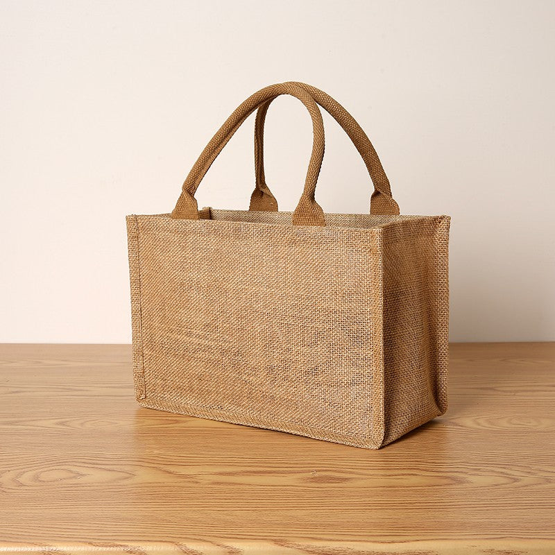 Bolsa feminina de juta, sacola de compras de grande capacidade, bolsa de viagem, bolsa masculina aberta
