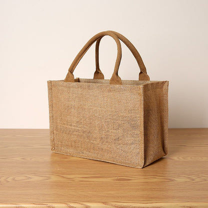 Bolsa feminina de juta, sacola de compras de grande capacidade, bolsa de viagem, bolsa masculina aberta