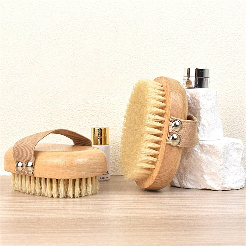 Escova Corporal de Pele Úmida Seca Cerdas Naturais de Porco Esfoliação Corporal para Pele Seca Massagem Limpeza Ferramenta SPA para Celulite Drenagem Linfática
