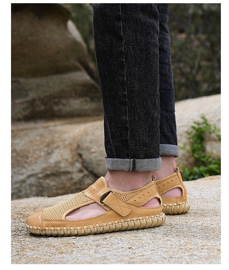 Summer Men Sandals Genuine Leather Mens Casual Shoes Outdoor Men Leather Sandals for Men Beach Shoes Roman mens Shoes