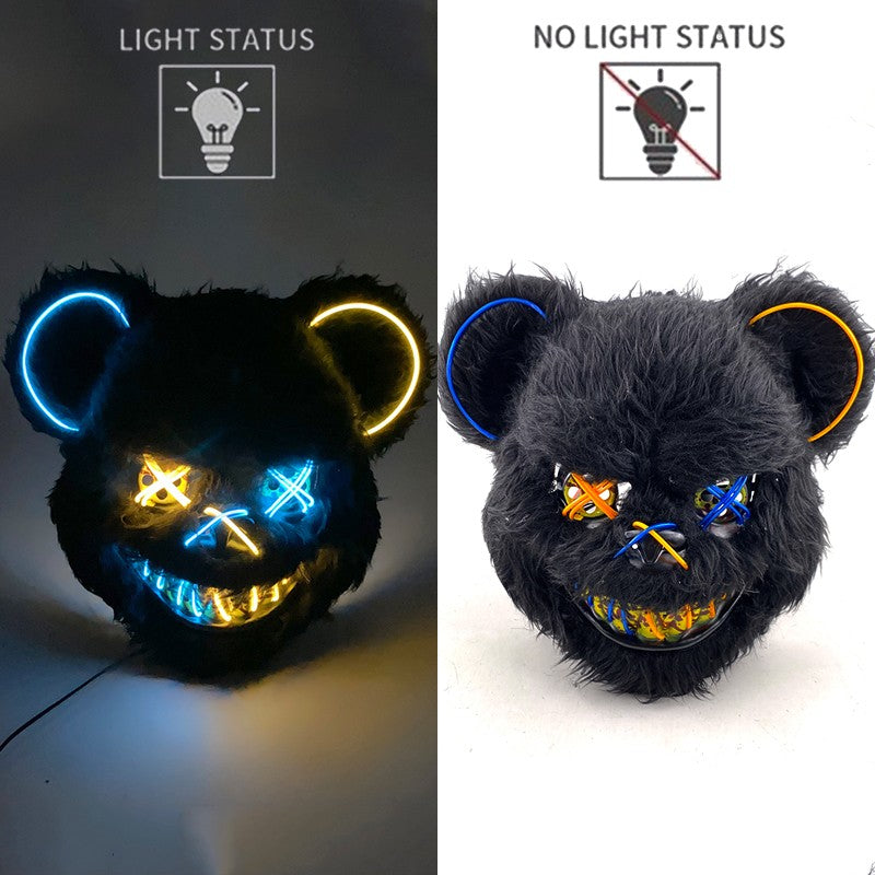 Hot Bloody Rabbit Bear Luminous LED Mask Halloween Horror Bunny Mask Carnival Party Props Cosplay Dress Up Headgear