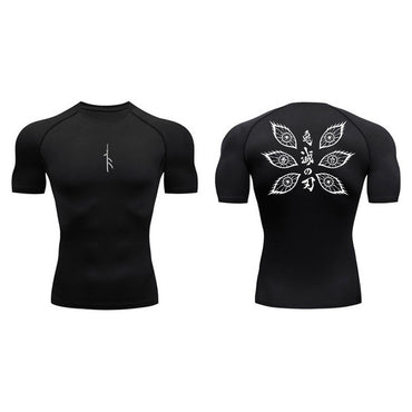 Graphic Print Compression Shirt for Men Gym Workout Running T-Shirt Tees Tops Athletic Quick Dry Undershirt Baselayer Activewear
