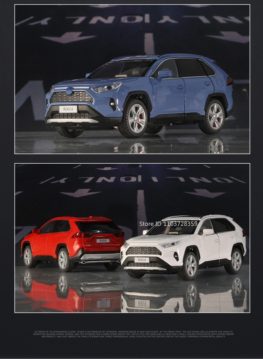 Miniaturas de carros Highlander RAV4 em liga fundida escala 1:24, com som, luz, portas que abrem, função de fricção e absorção de choque – Presente para meninos