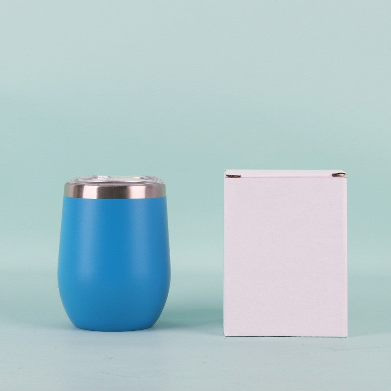 50pcs Custom 12oz Double Wall Stainless Steel Wine Tumbler Insulated Vacuum Egg Shape Wine Tumbler with Sliding Lids