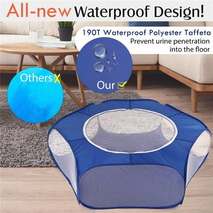 Cercado Portátil para Pequenos Animais Gaiola Transparente para Gatos e Cães Tenda Pet Cercadinho Dobrável Aberto Para Cães Hamsters Coelhos Porquinhos-da-Índia
