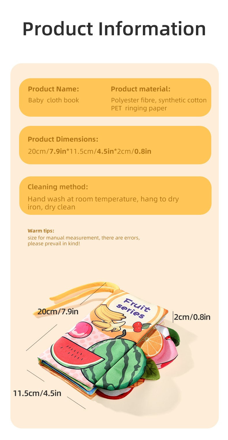 Baby Cloth Book Baby Toys 0-3 Year Old Infant Early Education Toys 6 Pages Cloth Book