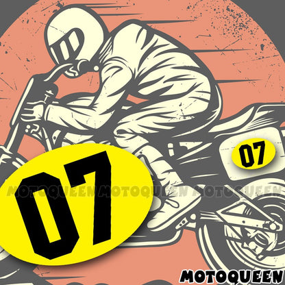 Cafe Racer Number 07 Vintage Motorcycle Decal Oval Fuel Tank Side Cover Fairing Stickers For BMW Suzuki Kawasaki Honda Harley