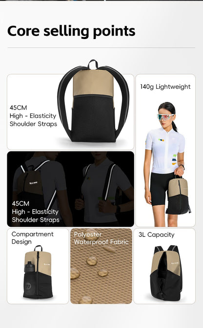 WEST BIKING Portable Lightweight Cycling Backpack Multi-Pocket Design Reflective Water Repellent Trekking Backpack Elastic Strap