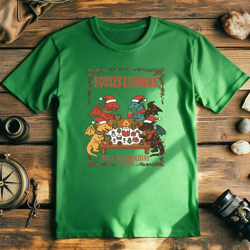 2025 Christmas DND T-Shirt Houses and Humans D&D Men Women Cotton T-shirt Dungeons Gift Funny Xmas Dnd Houses Humans Parody Tops