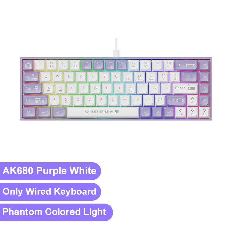AJAZZ AK680 Teclado Mecânico para Jogos Tecla ABS 68 Teclas Teclado Bluetooth Sem Fio com Fio Troca a Quente Gasket Personalizado para Pc Laptop