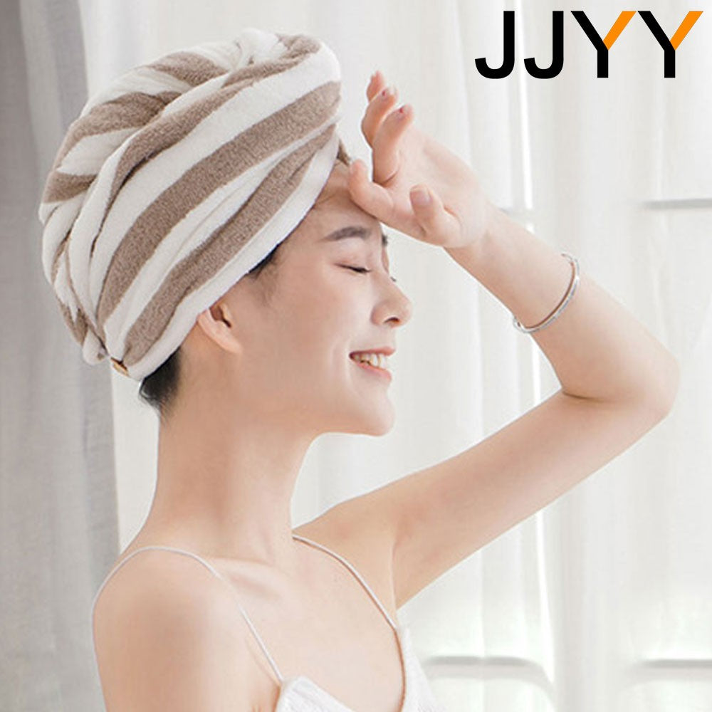 JJYY Towel Bathroom Absorbent Women Adult Quick-Drying Bath Thicker Shower Long Curly Hair Cap Dry Head Hair Towel Microfiber