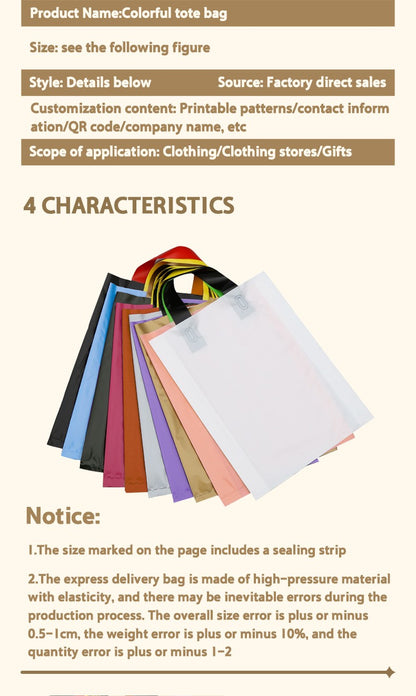 50 supermarket shopping bags clothing store plastic bags personalized advertising tote bags party gift bags custom printed logo