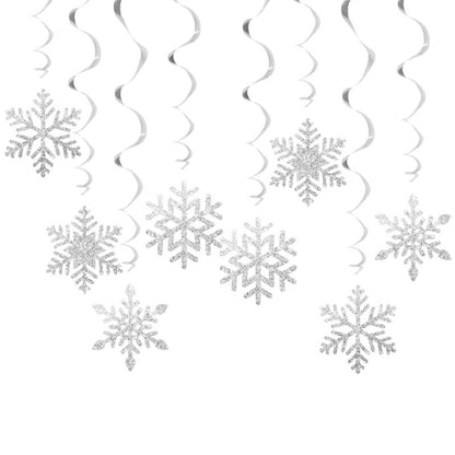Set of 8 Christmas Swirls Snowflake Ornament Christmas Snowflake Swirls Decorations Beautiful Spirals Hanging Accent