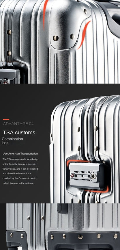 Mala de viagem giratória de alta qualidade 100% liga de alumínio-magnésio, tamanhos 20/24/26/29, marca Travel Suitcase