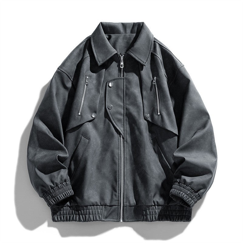 Fashion Trend Korean Slim Fit Casual Men's Leather Jacket Motorcycle Jacket New Spring and Autumn Men's Slim PU Leather Jacket