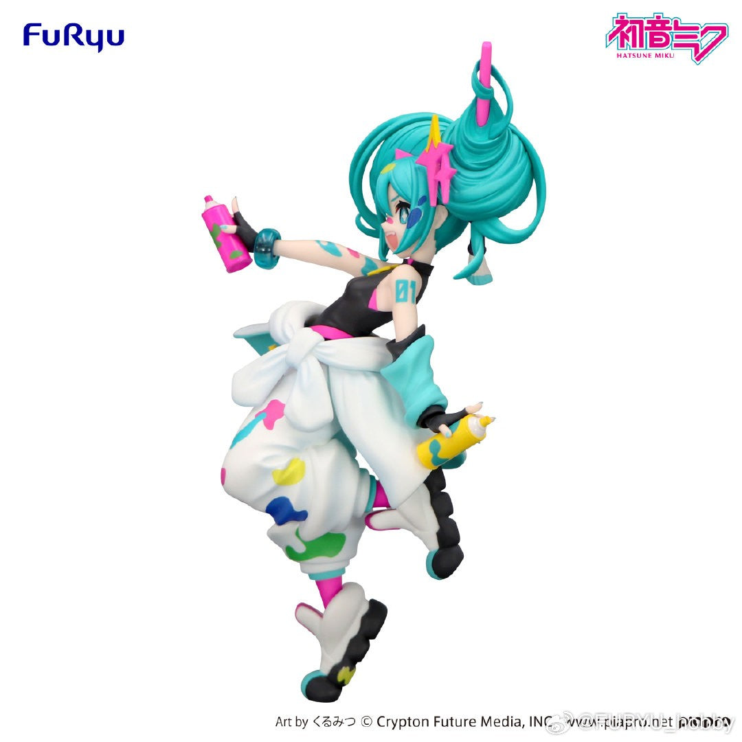 Figura de Anime Hatsune Miku 19cm Paint Girl Original Genuína FuRyu Trio-Try-iT Brinquedos Colecionáveis de Presente para Crianças