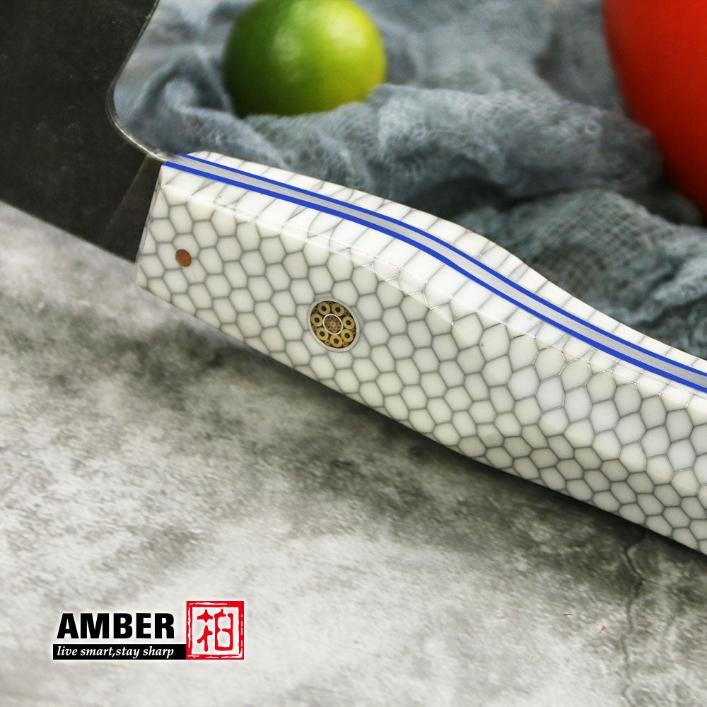 Conjunto de 3 facas de cozinha japonesas afiadas Damascus para Chef e Nakiri, lâmina de aço revestida de 3 camadas com cabo de resina e espaçador G10