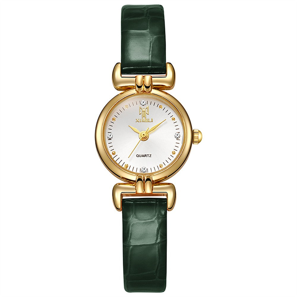 Ladies 2025 New Fashion Small Simple Diamonds Business Quartz Watch Women's Green Women Dress Clock Luxury Gift Wristwatch